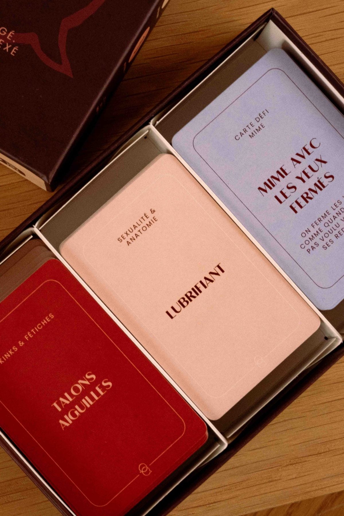 La boîte ouverte avec les cartes Kinks et fétiches, Sexualité et anatomie, Carte défi mime